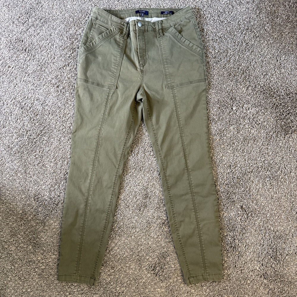 KAARI Women's Mid Rise Stretch Skinny Ankle Jeans Green Size 10